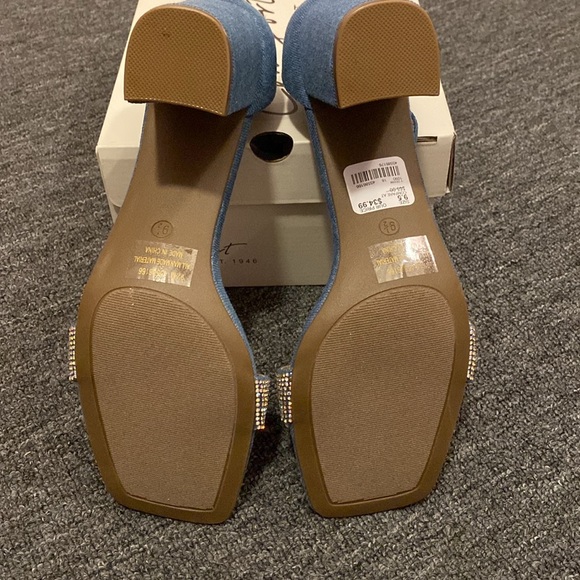 Cato Blue Denim Sandals with Rhinestone Strap - Picture 5 of 6